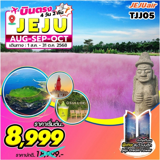 TJJ05 ทัวร์เกาะเชจู Jeju Gold Package Aug,Sep,Oct 4วัน 2คืน 7C 1AUG-31OCT25