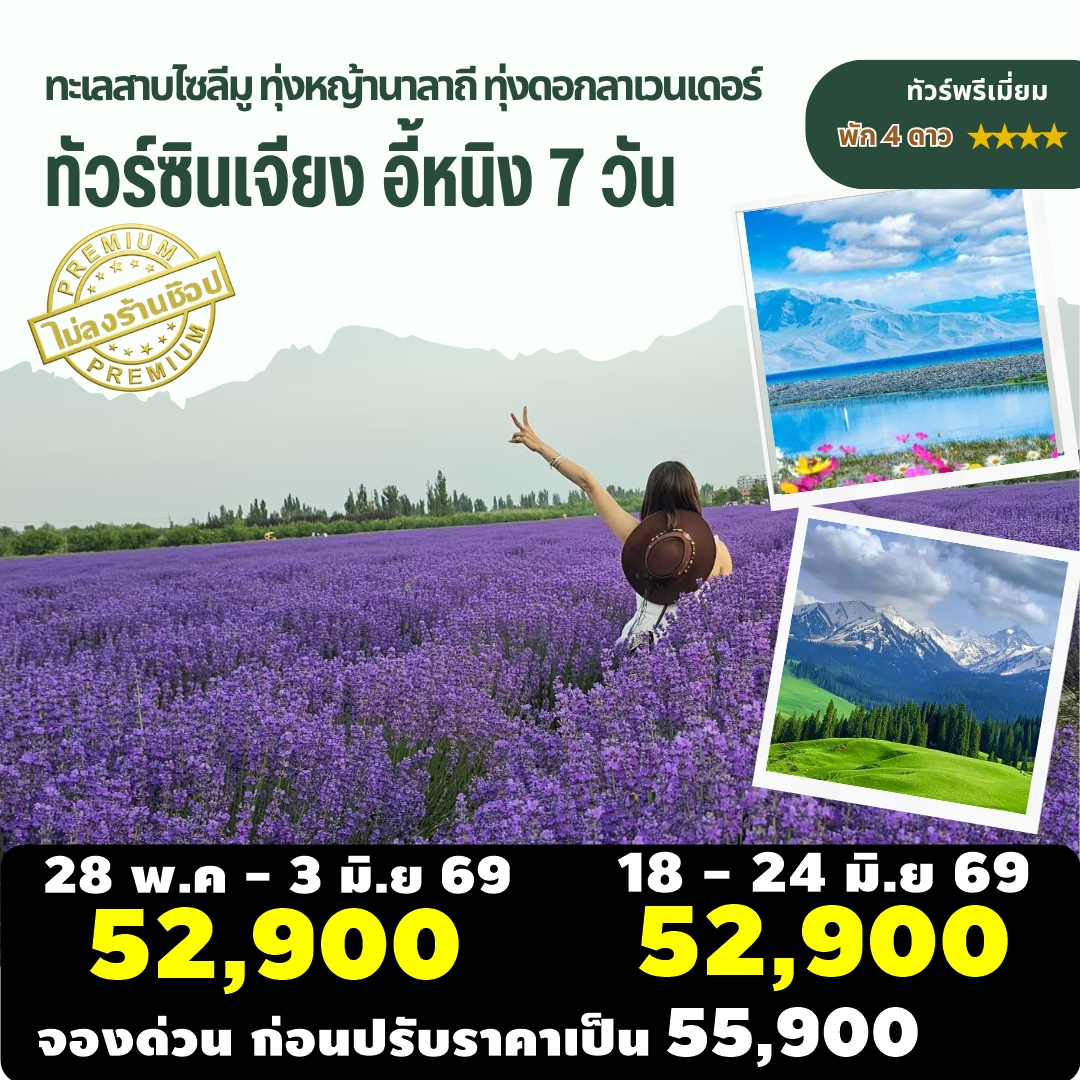 ทัวร์จีน ซินเจียง อี้หนิง ทุ่งดอกลาเวนเดอร์ 7วัน 6คืน (3U)