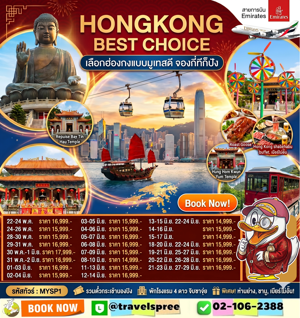 ทัวร์ฮ่องกง พระใหญ่นองปิง 3วัน 2คืน (EK)