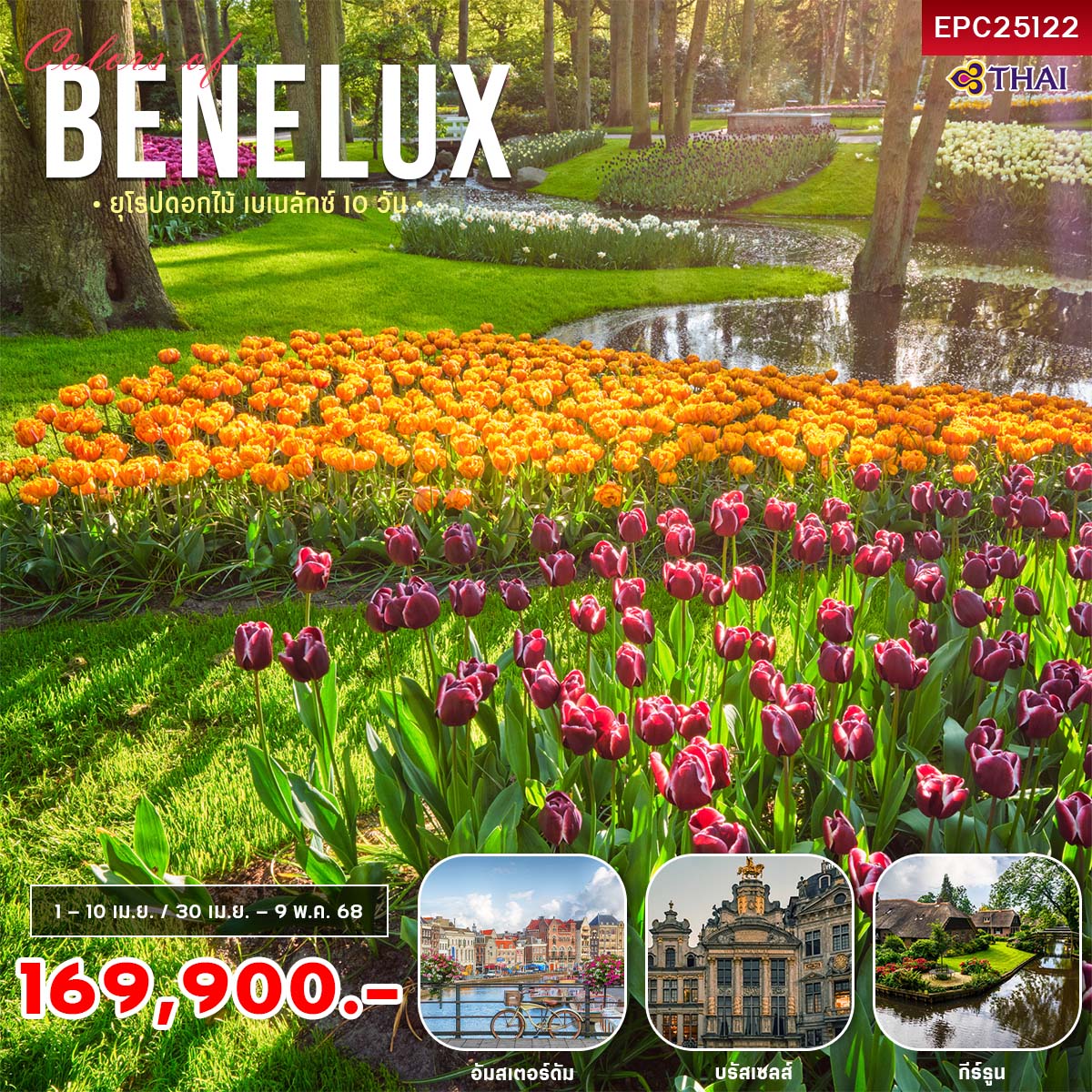 ทัวร์เนเธอร์เเลนด์ เยอรมัน เบลเยียม ฝรั่งเศส 9วัน 6คืน (TG)